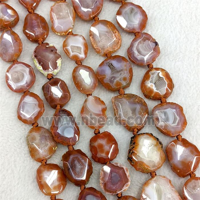Natural Red Carnelian Agate Nugget Slice Beads Freeform Faceted