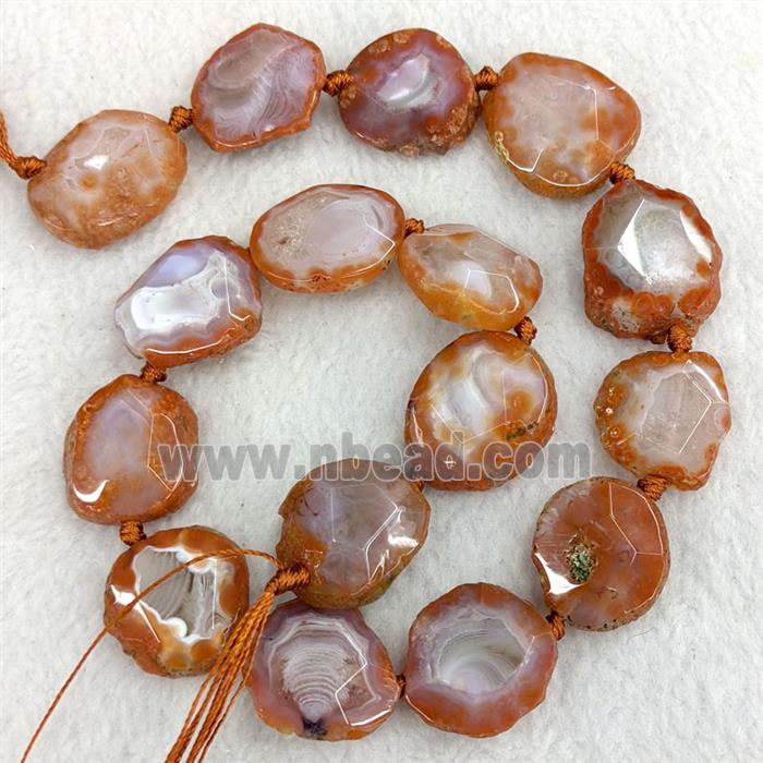 Natural Red Carnelian Agate Nugget Slice Beads Freeform Faceted