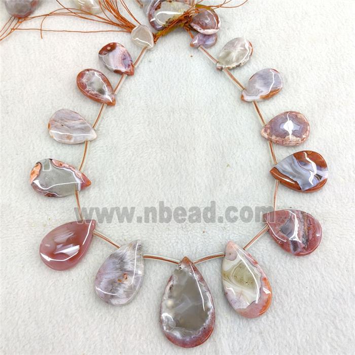 Natural Red Carnelian Agate Teardrop Beads Graduated Topdrilled