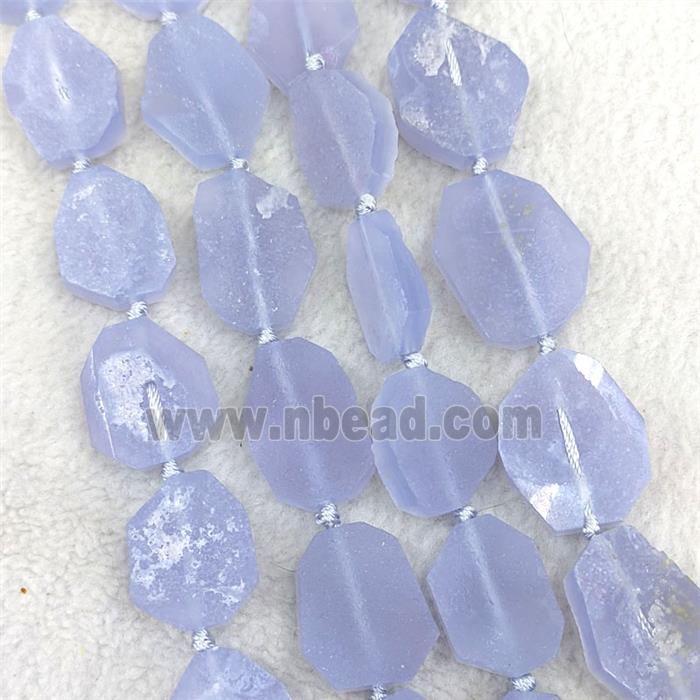 Natural Blue Lace Agate Slice Beads With Druzy