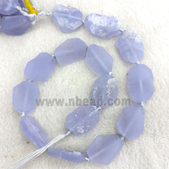 Natural Blue Lace Agate Slice Beads With Druzy