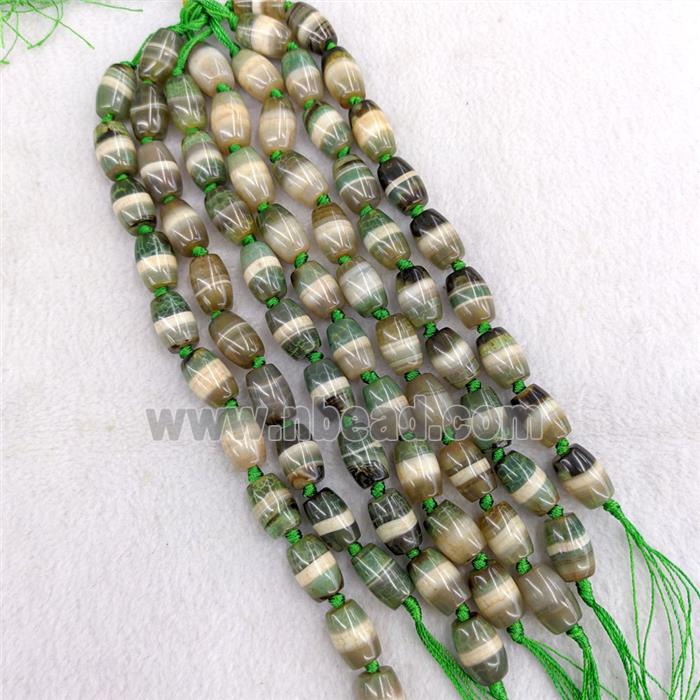 Natural Tibetan Agate Barrel Beads Green Dye