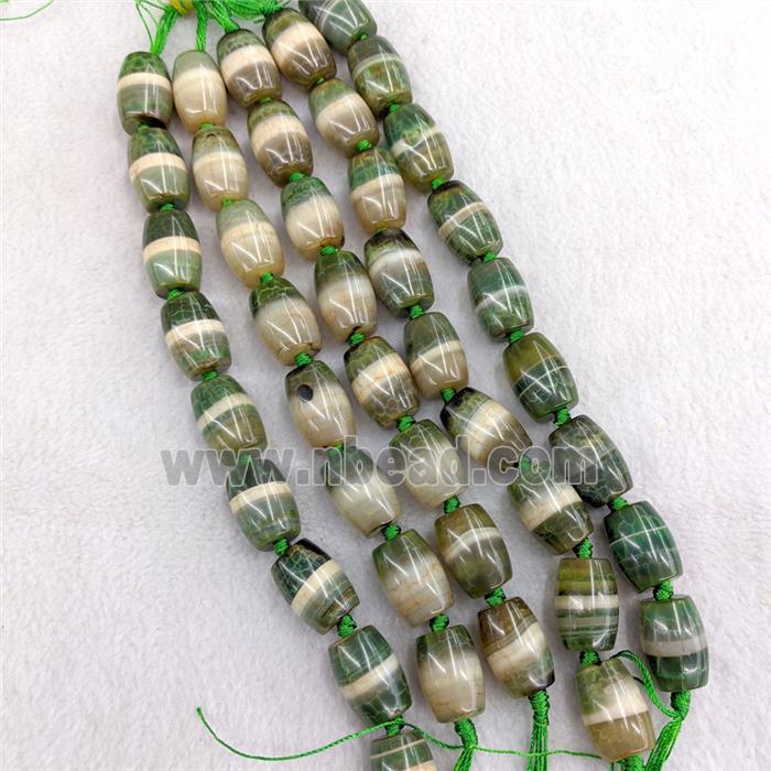 Natural Tibetan Agate Barrel Beads Green Dye