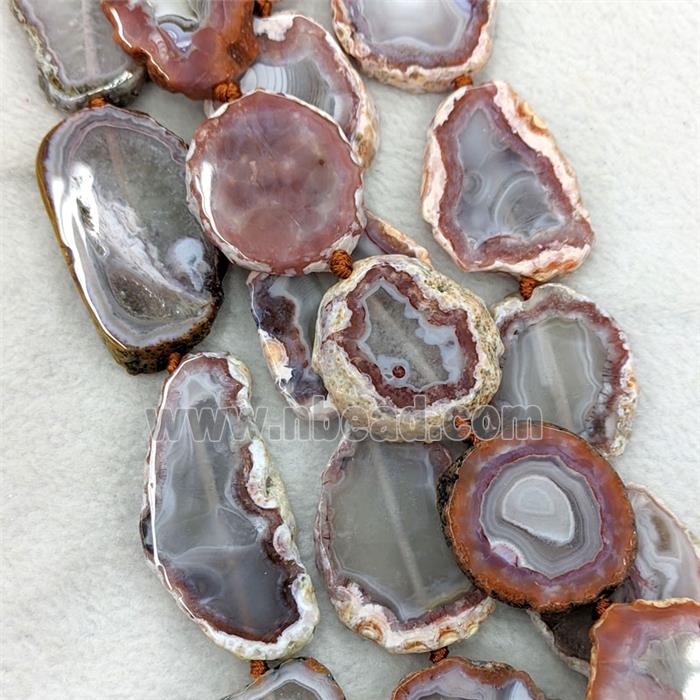 Natural Carnelian Agate Slice Beads Red Freeform