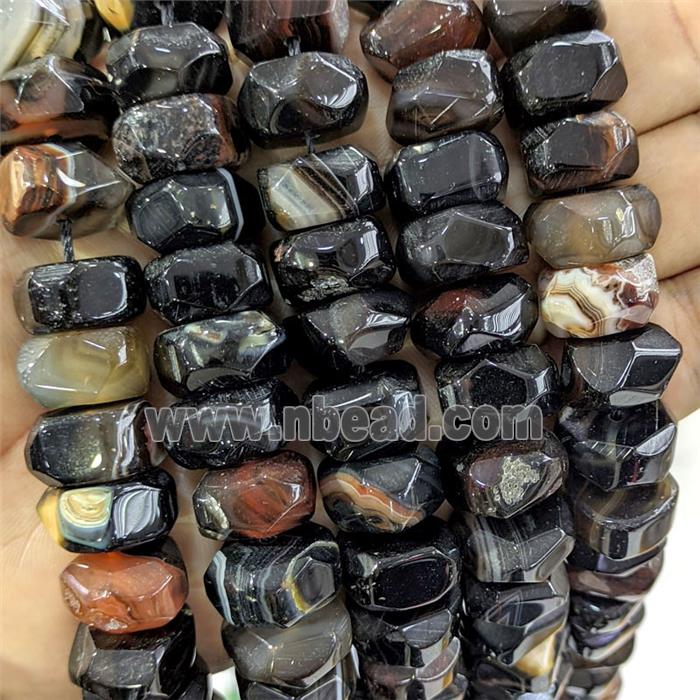 Black Agate Rondelle Beads Faceted Dye