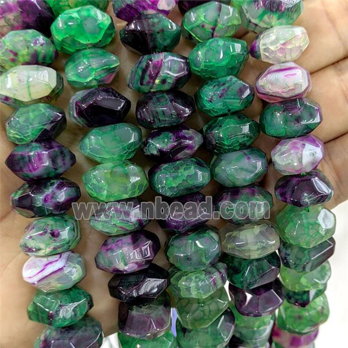 Green puprle Agate Rondelle Beads Faceted Dye