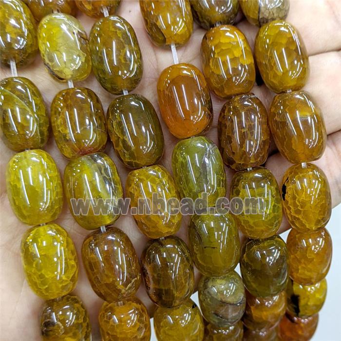 Natural Agate Barrel Beads Olive Dye