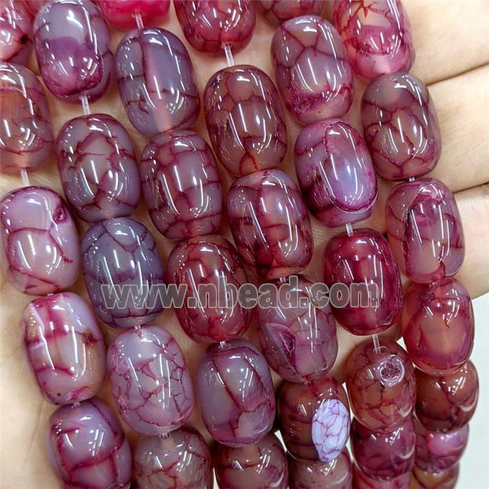 Natural Veins Agate Barrel Beads Red Dye