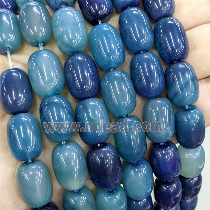 Natural Agate Barrel Beads Blue Dye