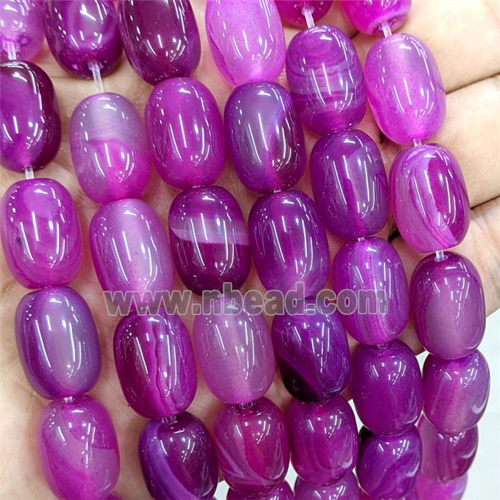 Natural Stripe Agate Barrel Beads Hotpink Dye