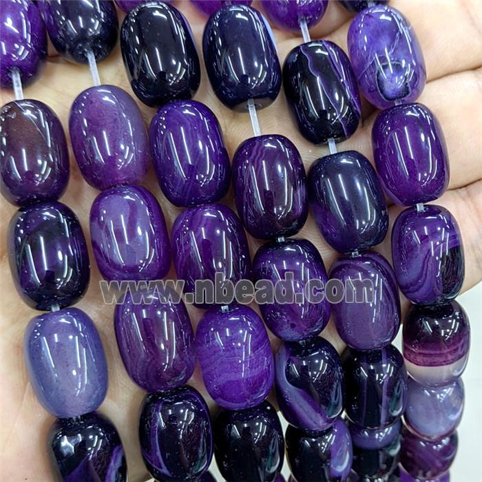 Natural Stripe Agate Barrel Beads Purple Dye