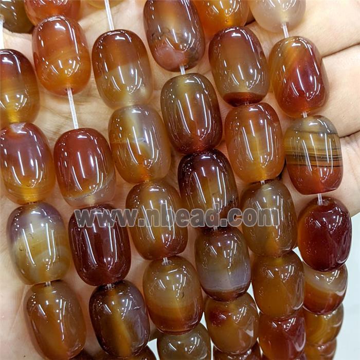 Natural Agate Barrel Beads Red Dye