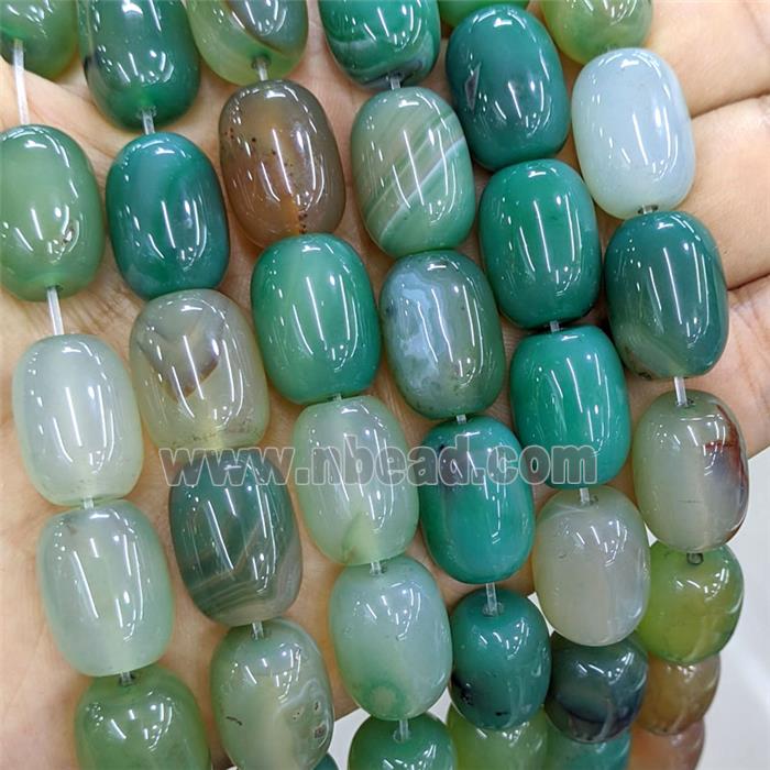 Natural Agate Barrel Beads Green Dye