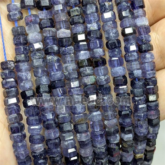 Natural Iolite Beads Hexagon Inkblue