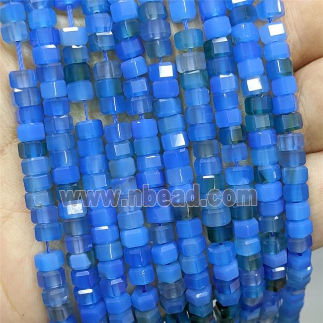 Natural Blue Agate Hexagon Beads Dye