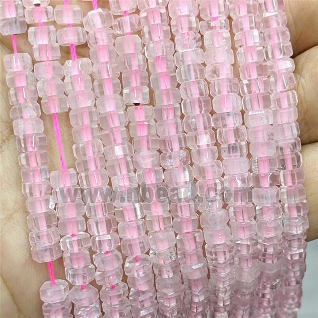 Natural Pink Rose Quartz Hexagon Beads