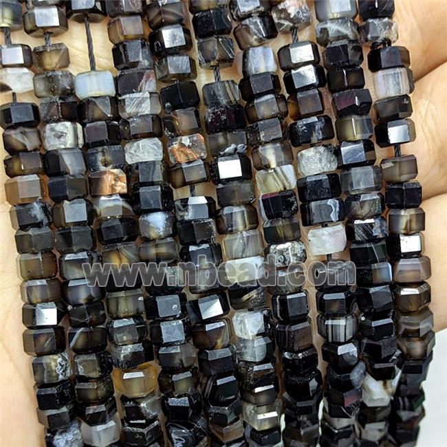 Natural Black Agate Hexagon Beads