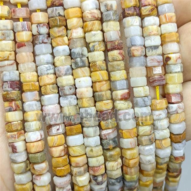 Natural Yellow Crazy Lace Agate Hexagon Beads