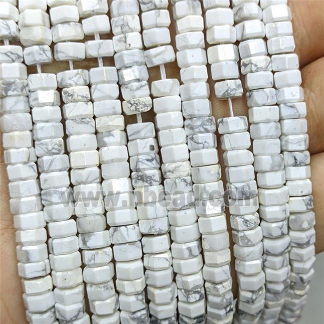 Natural White Howlite Turquoise Hexagon Beads