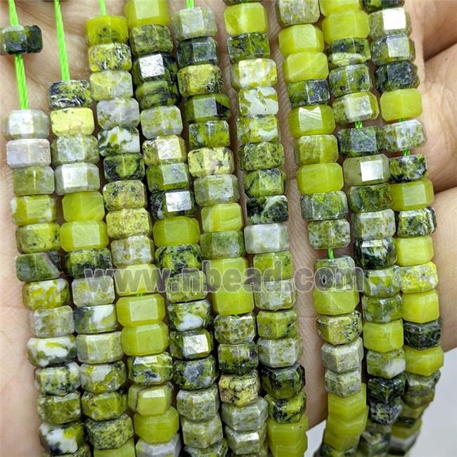 Olive Howlite Turquoise Hexagon Beads