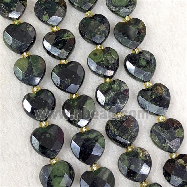 Natural Kambaba Jasper Heart Beads Faceted