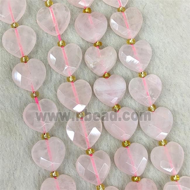 Natural Pink Rose Quartz Heart Beads Faceted