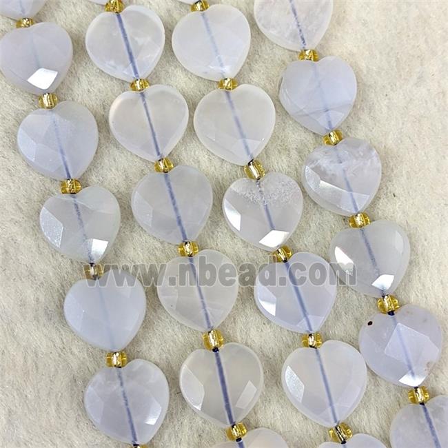 Natural Blue Chalcedony Heart Beads Faceted