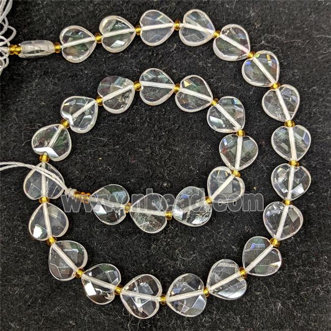 Natural Clear Quartz Beads Faceted Heart