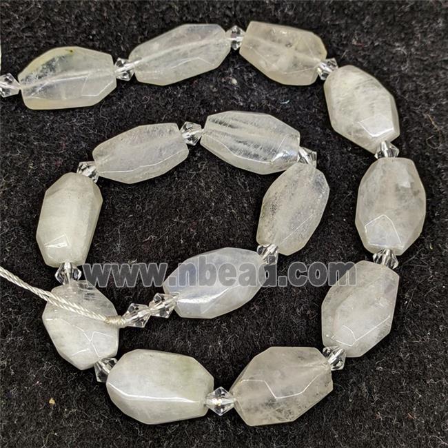 Natural White Moonstone Nugget Beads Faceted Freeform
