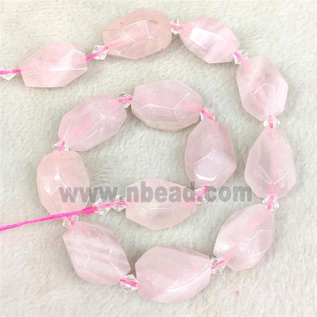 Natural Pink Rose Quartz Nugget Beads Faceted Freeform