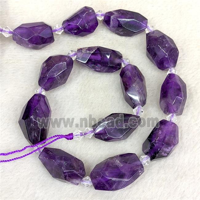 Natural Amethyst Nugget Beads Faceted Freeform Purple