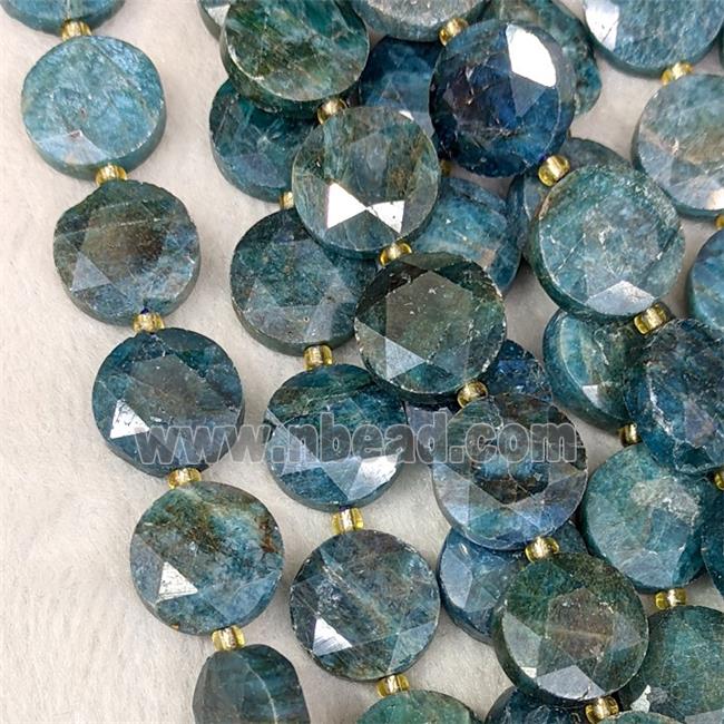 Natural Blue Apatite Coin Beads Faceted