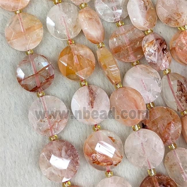 Natural Red Hematoid Quartz Coin Beads Faceted