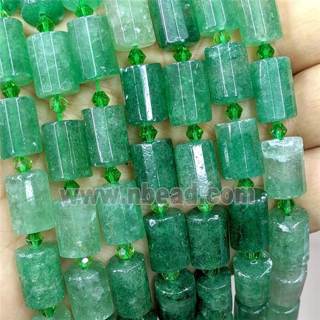 Natural Green Strawberry Quartz Tube Beads