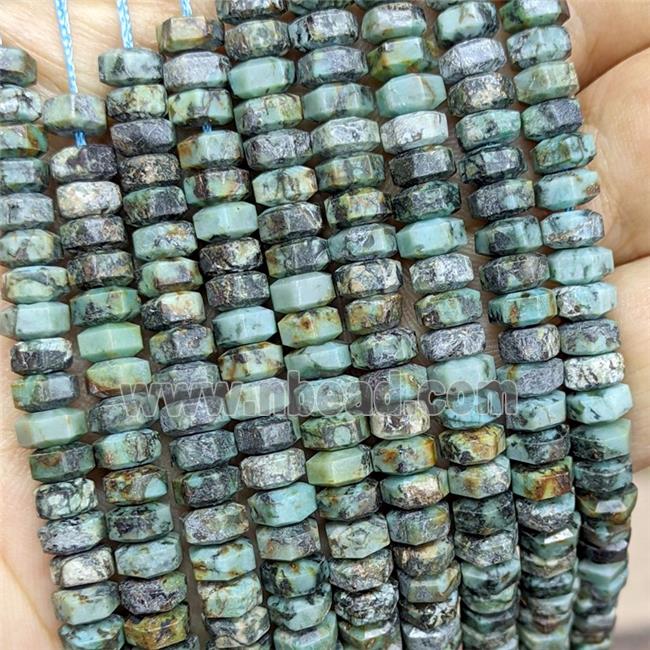 Natural African Turquoise Hexagon Beads