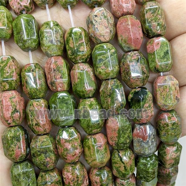Natural Unakite Prism Beads Green