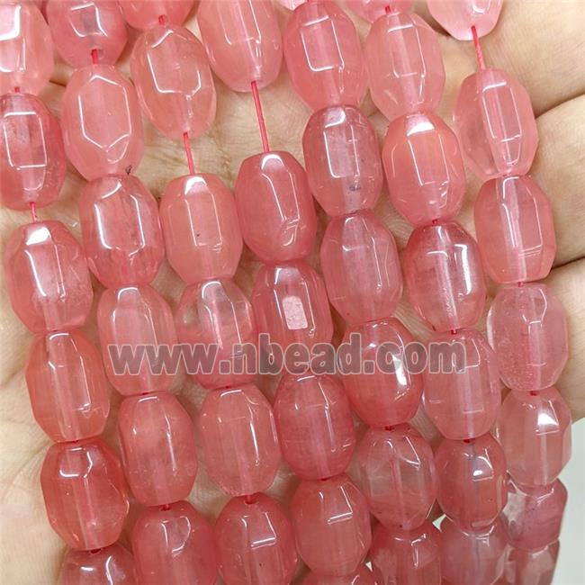 Red Synthetic Quartz Prism Beads
