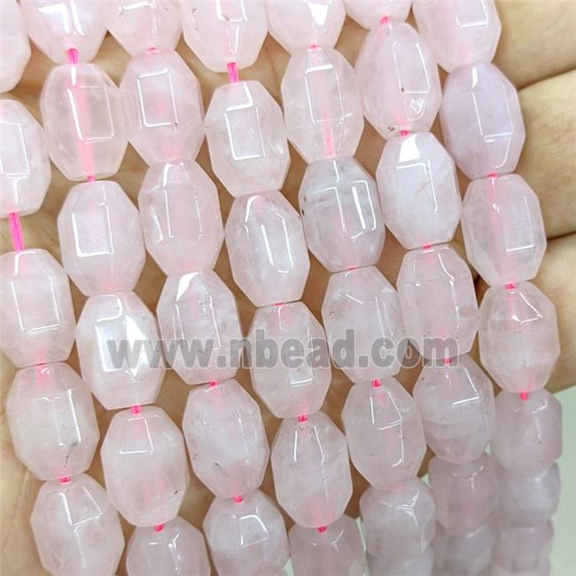 Natural Pink Rose Quartz Prism Beads