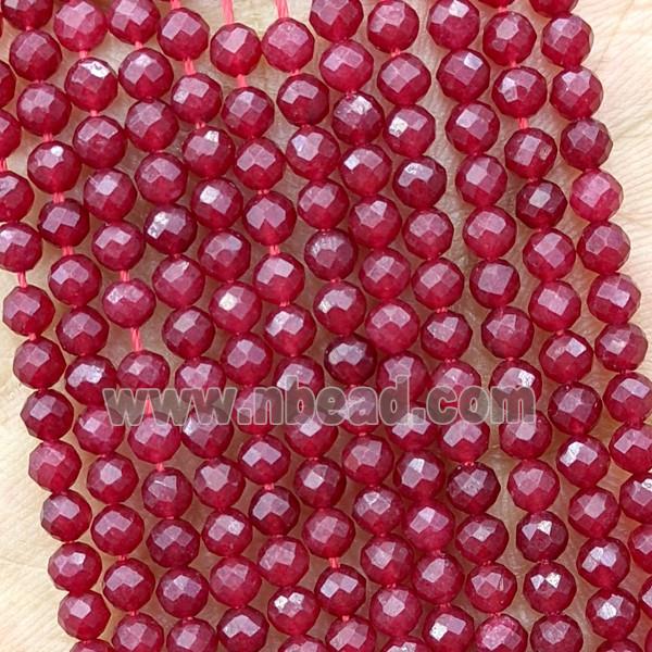 Red Dye Jade Beads Faceted Round