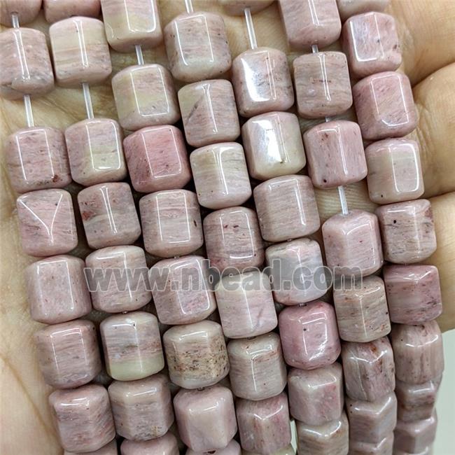 Natural Pink Wood Lace Jasper Prism Beads