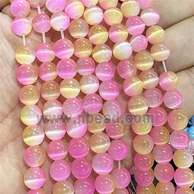 Cat Eye Round Beads Smooth Dye