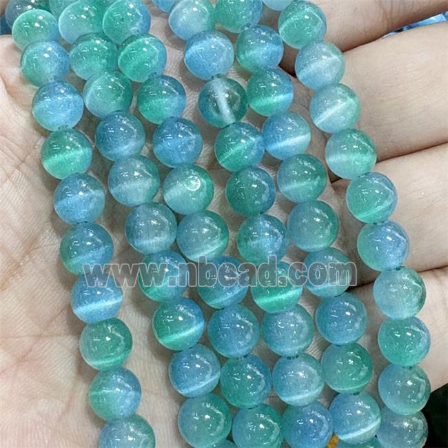 Cats Eye Round Beads Smooth Dye