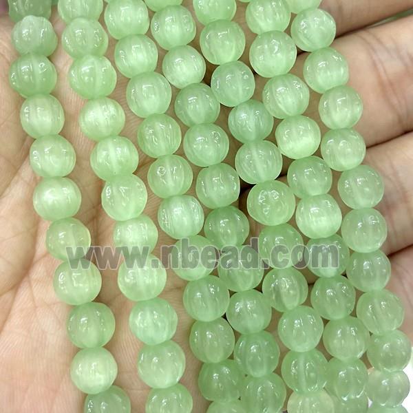 Cats Eye Pumpkin Beads Lt.green Dye
