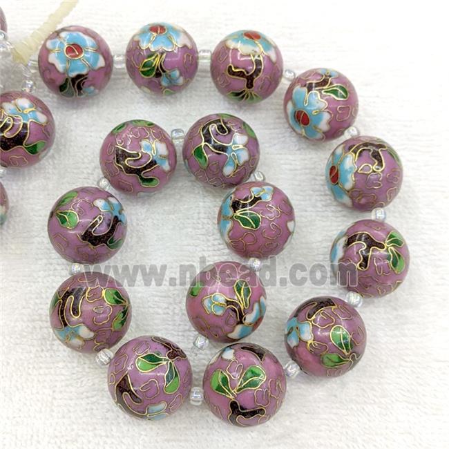 Redwine Cloisonne Copper Round Beads Flower