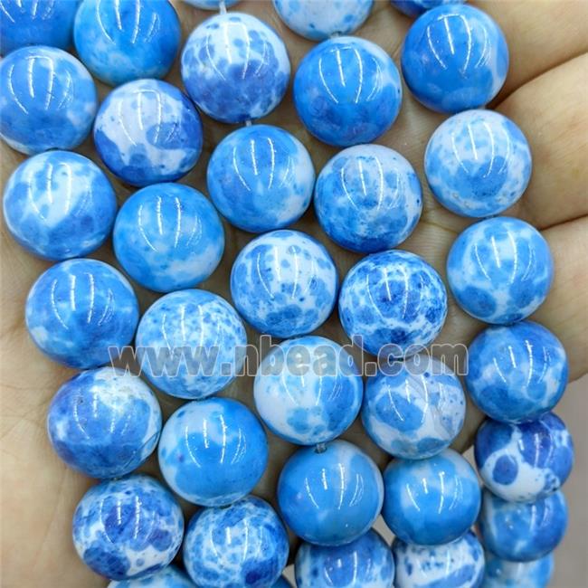 Blue Dye Agate Round Beads Smooth