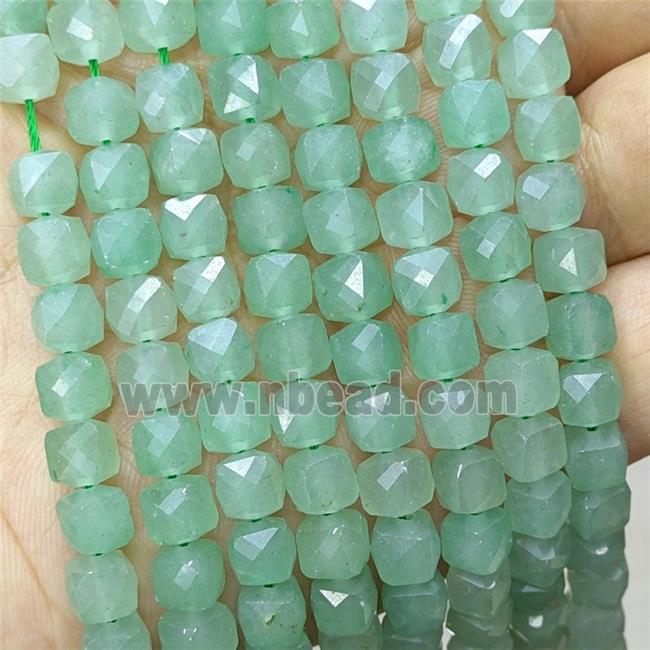 Natural Green Aventurine Beads Faceted Cube