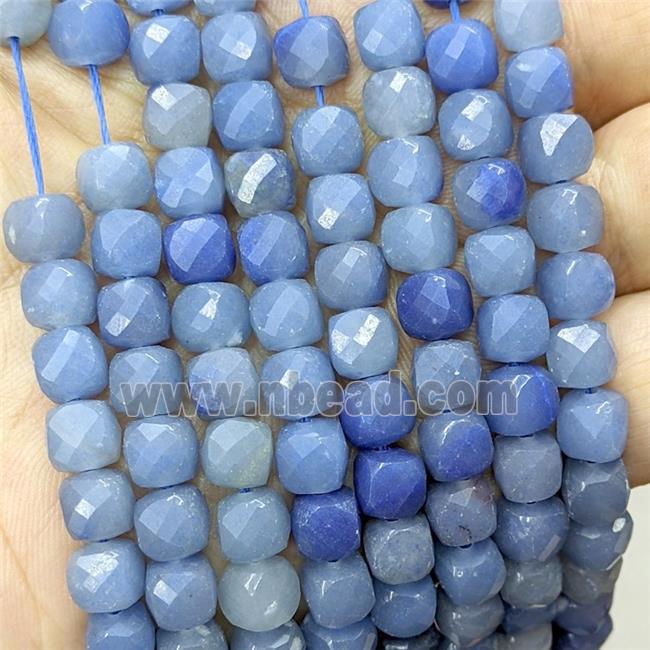 Natural Blue Aventurine Beads Faceted Cube