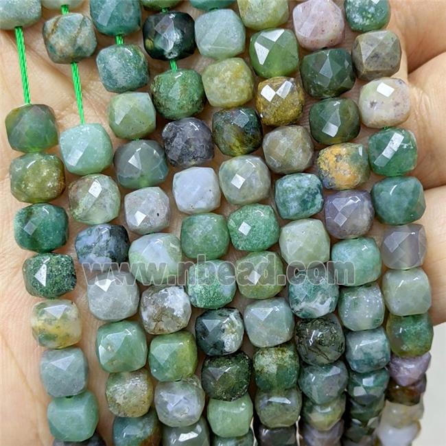 Natural Indian Agate Beads Faceted Cube