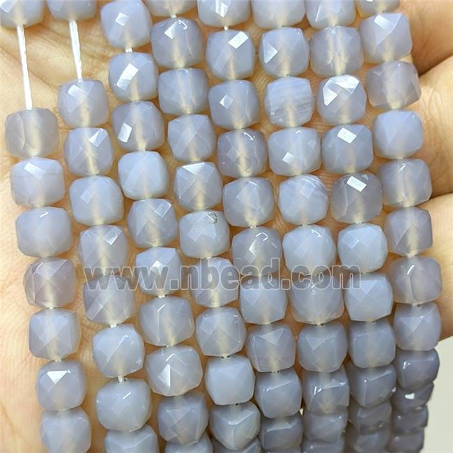 Natural Agate Beads Gray Dye Faceted Cube