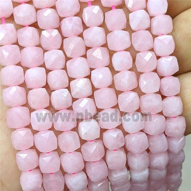 Natural Pink Rose Quartz Beads Dye Faceted Cube